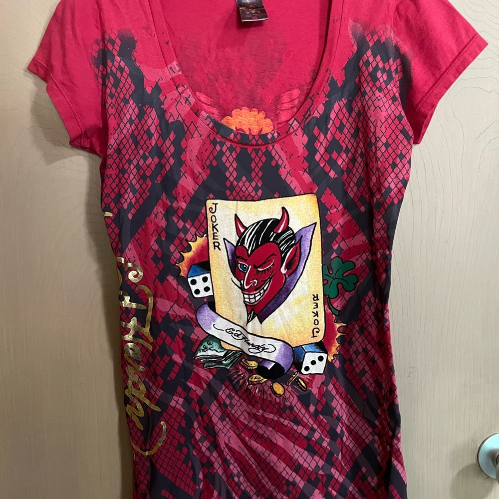 Ed Hardy Red and Black Graphic Tee